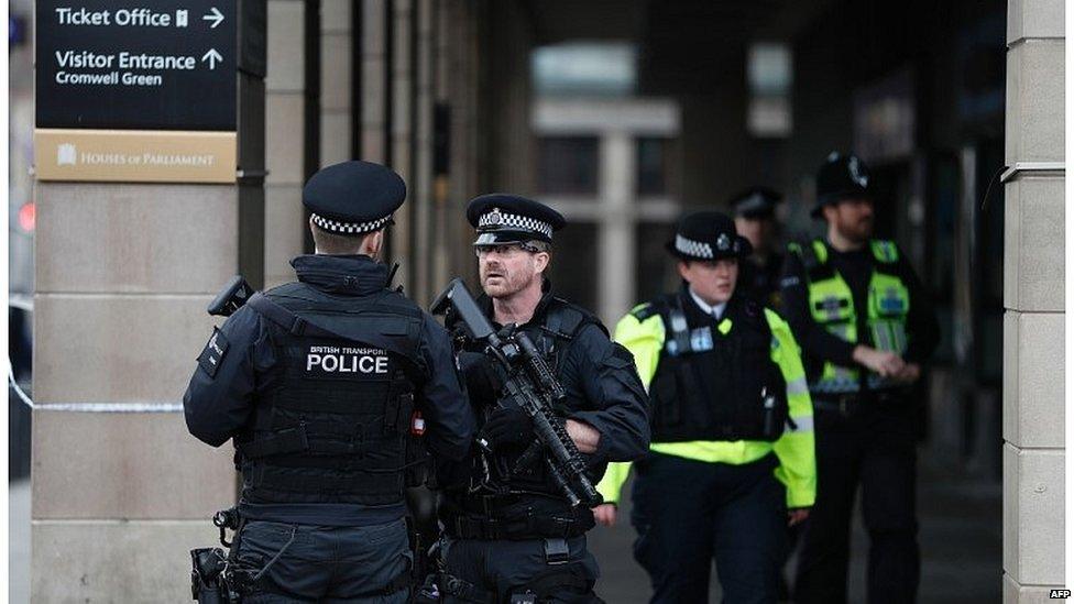 Police officers outside Portcullis House