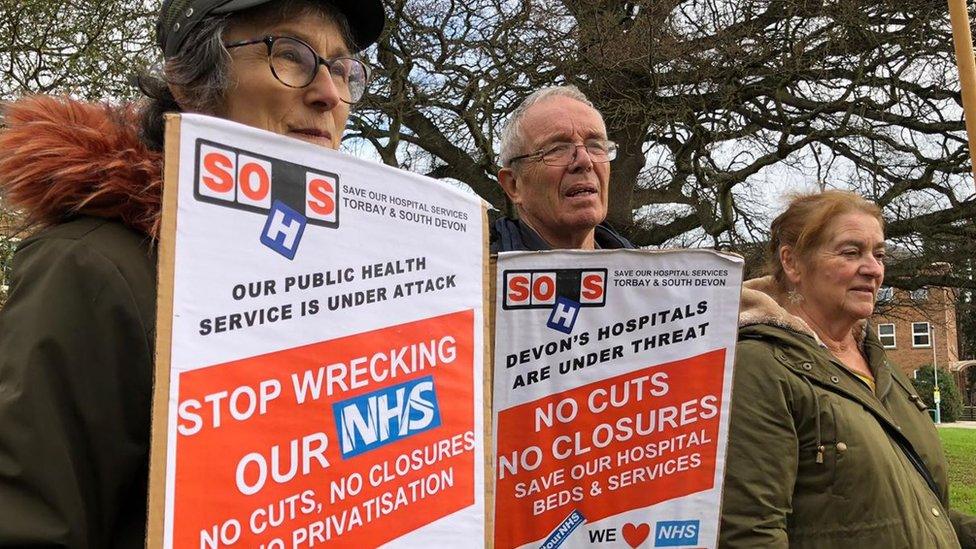 Protesters outside Devon County Council