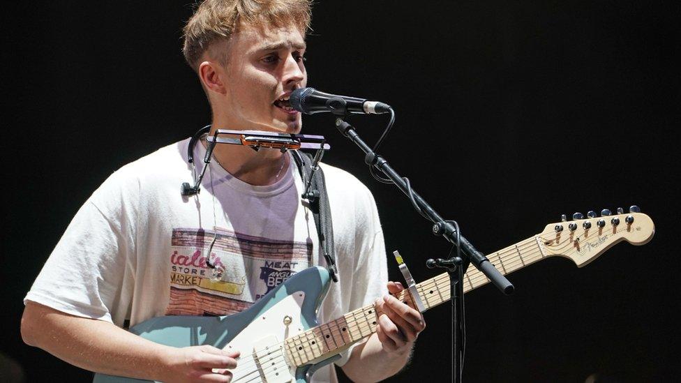 Sam Fender performing at Gosforth Park