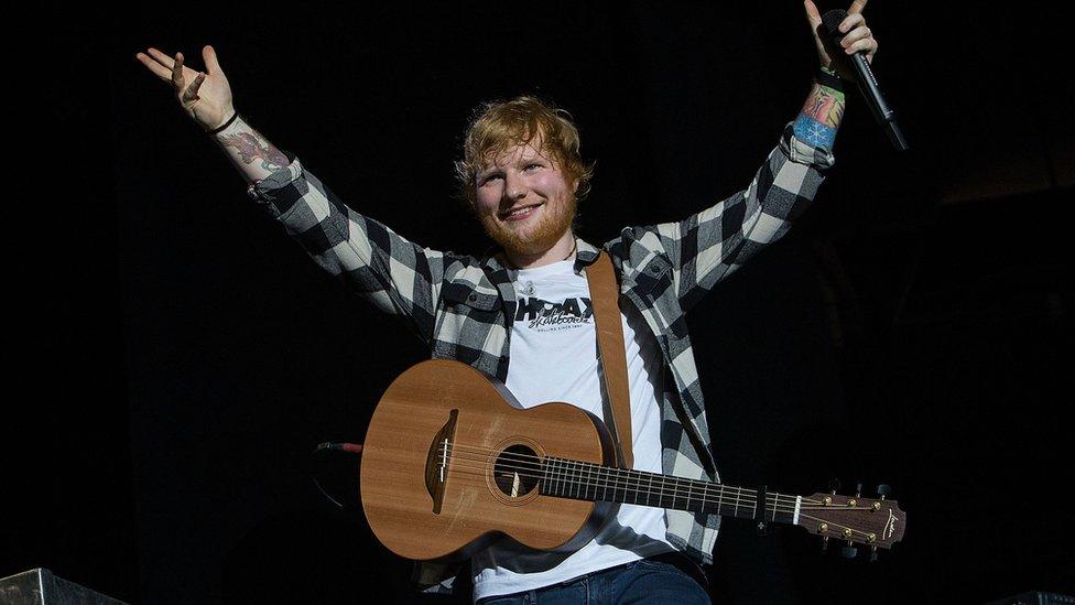 Ed Sheeran performing