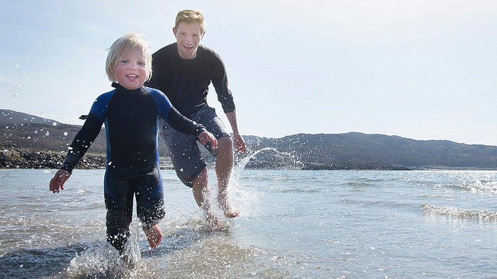 Playing on a beach