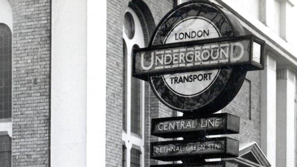 Stairwell entrance to Bethnal Green station, 1953