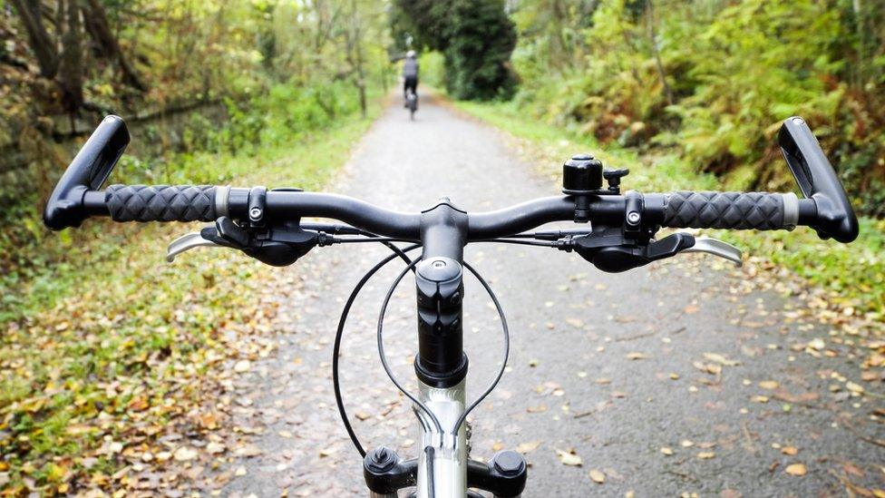 Handlebars on cycle path