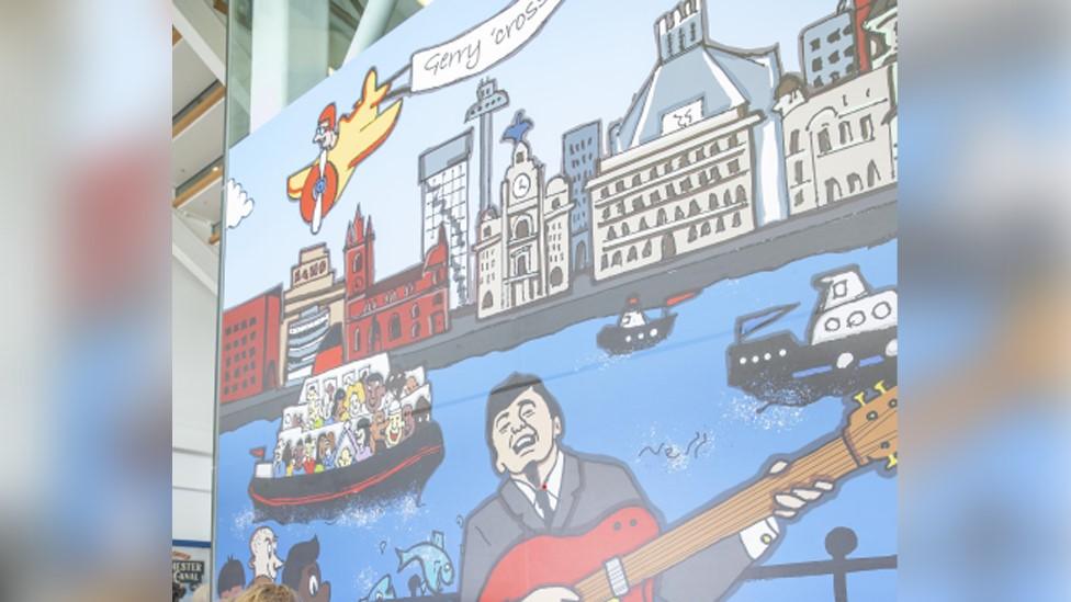 Mural of singer Gerry Marsden at River Mersey