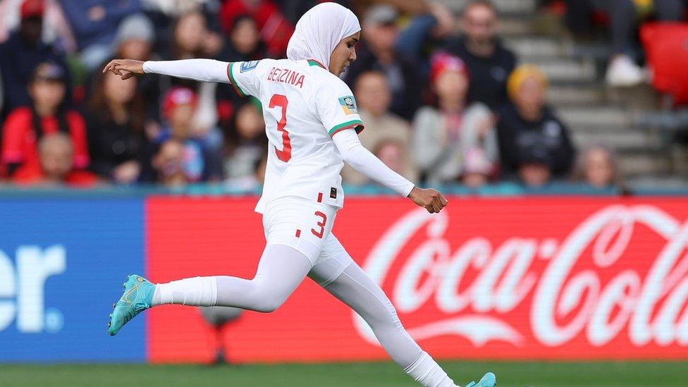 Nouhaila Benzina playing against South Korea