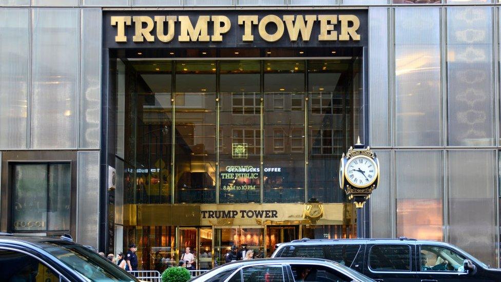 Image shows exterior of Trump Tower