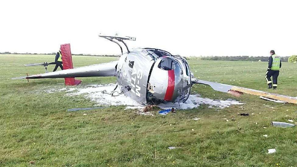 Wreckage of helicopter