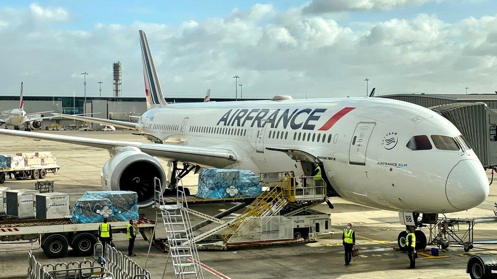 An Air France Boeing 787-9 Dreamliner prepares to depart from Charles De Gaulle International Airport (CDG) on November 19, 2020