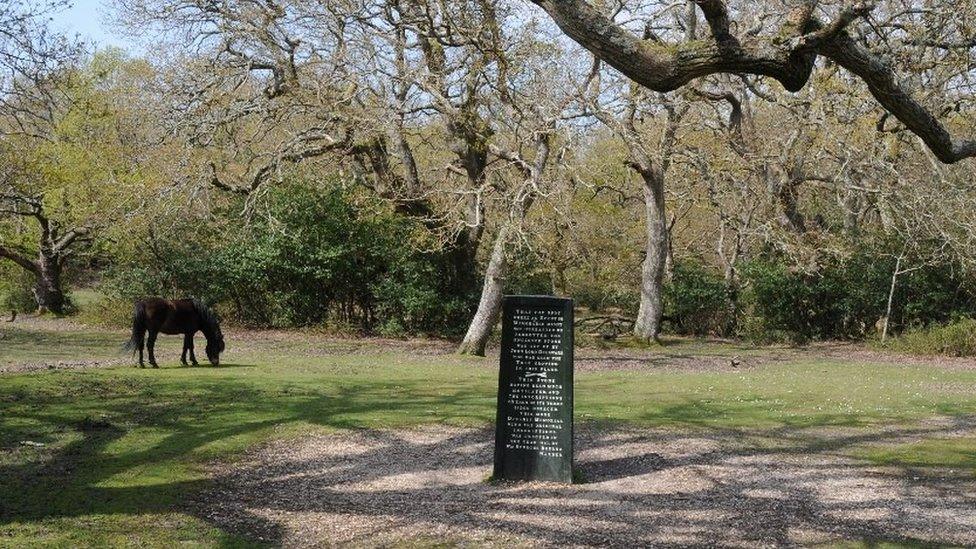 The Rufus Stone near Cadnam in the New Forest