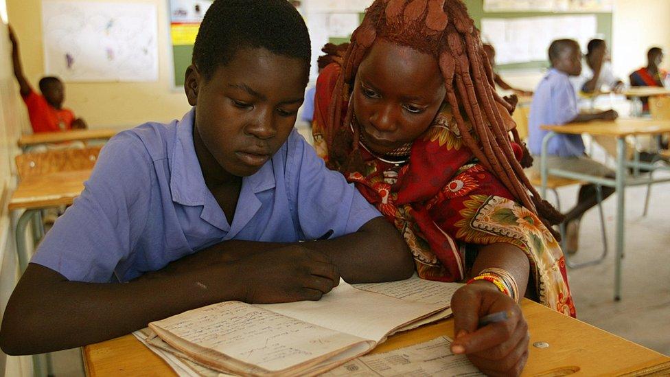 Schoolchildren in a class in Namibia - archive shot