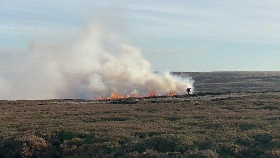 Burning moorland at Bingley