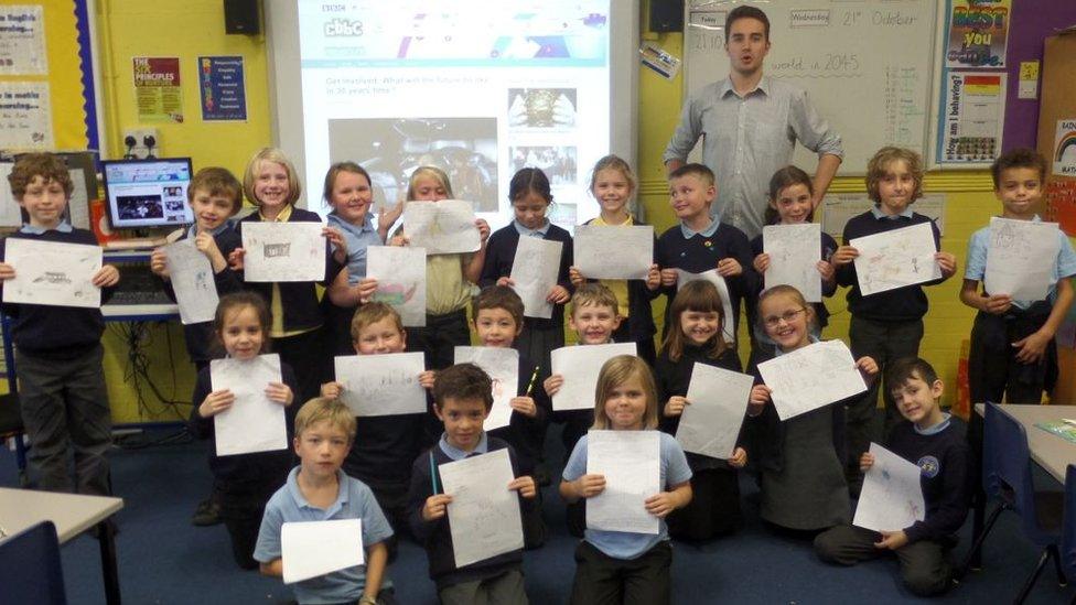 Kids from Norwich with their ideas of what world will be like in 30 years time