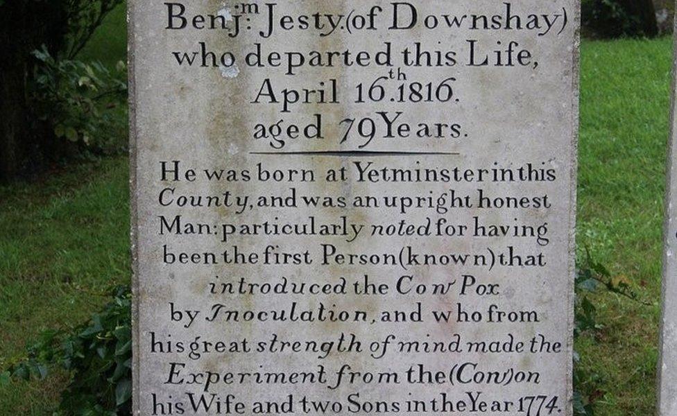 Gravestone of Benjamin Jesty in Worth Matravers