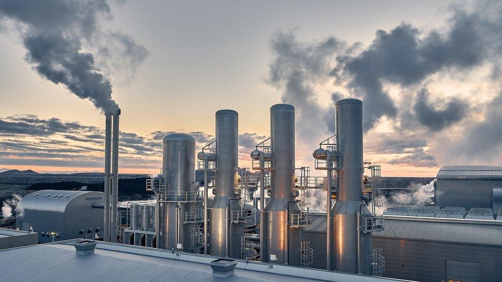 Stock image of a geothermal plant