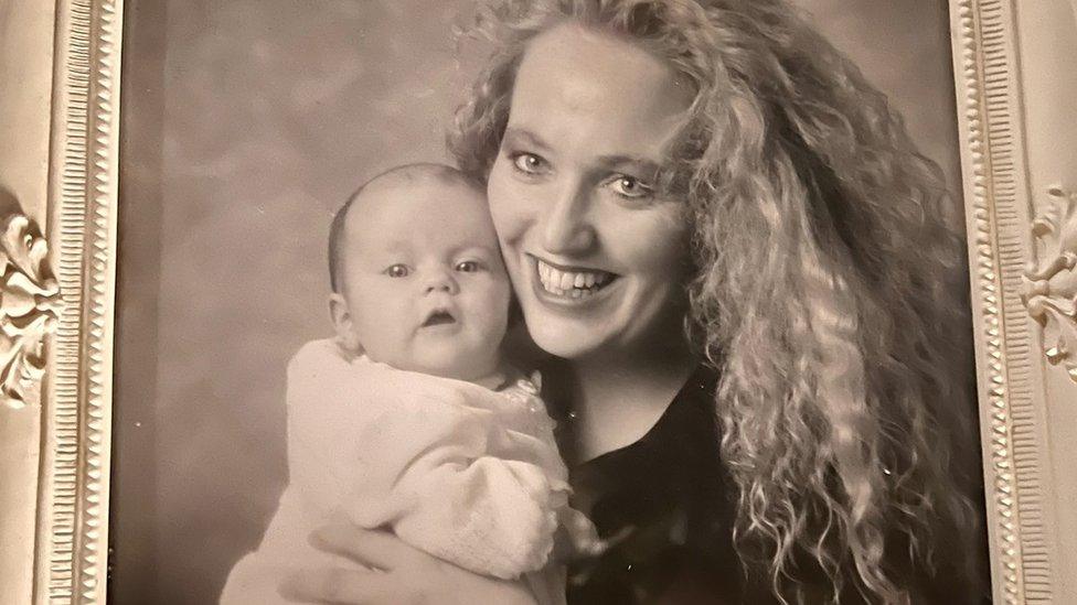 Georgia Bright as a baby and mum Debbie Douglas