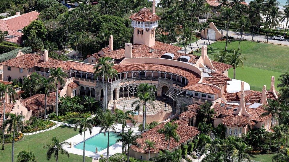 Image shows exterior of Mar-a-Lago