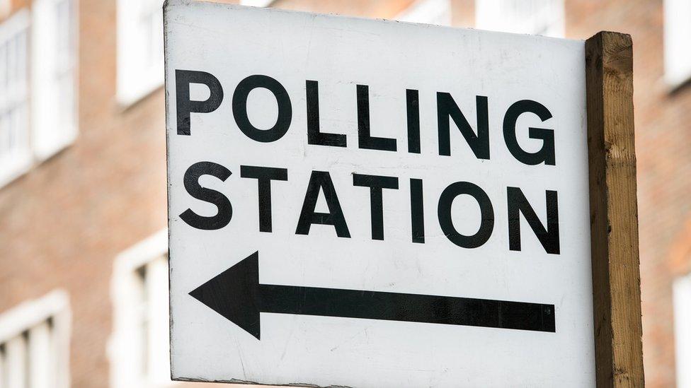 Polling station sign