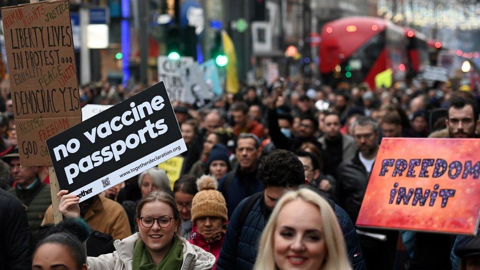 Protesters in London