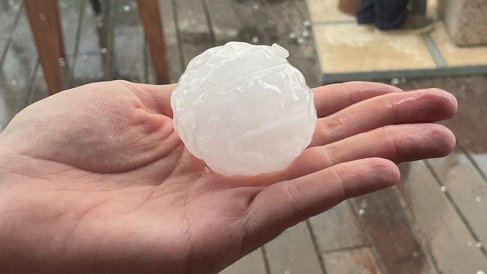 Image shows hailstone