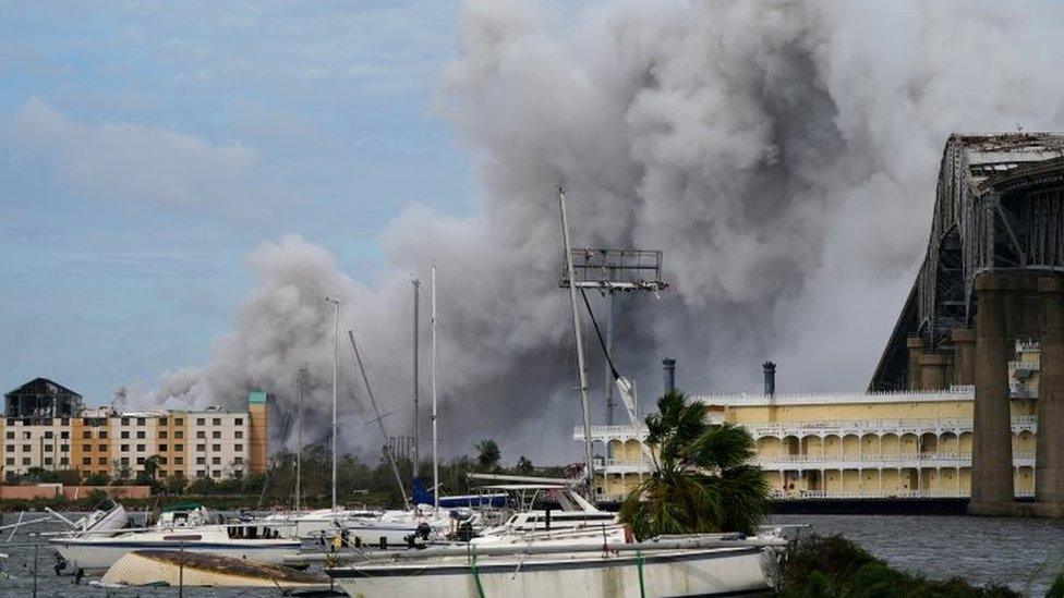 Chemical fire near Lake Charles, Louisiana