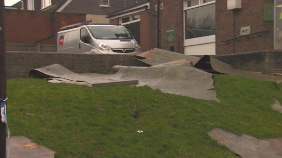 Yatton's High Street was shut after Lloyds Bank lost part of its roof