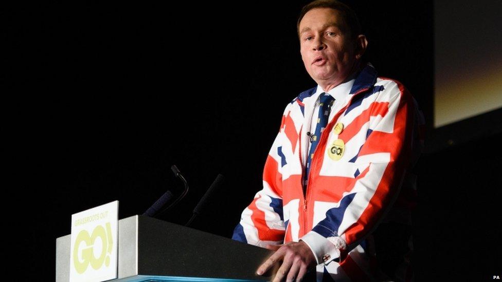 Tory MP Philip Hollobone speaking at a Grassroots Out rally