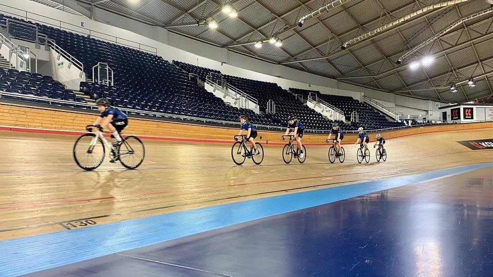 young cyclists on track