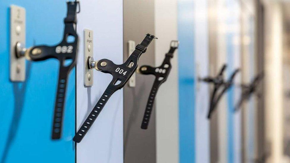 Swimming pool lockers at a Freedom Leisure site