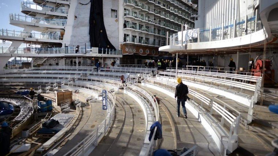 Building works on one of Harmony's decks. Photo: February 2016