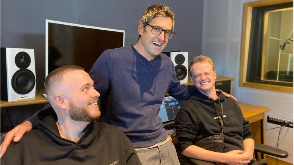 Louis Theroux in the studio with Duke & Jones - press handout