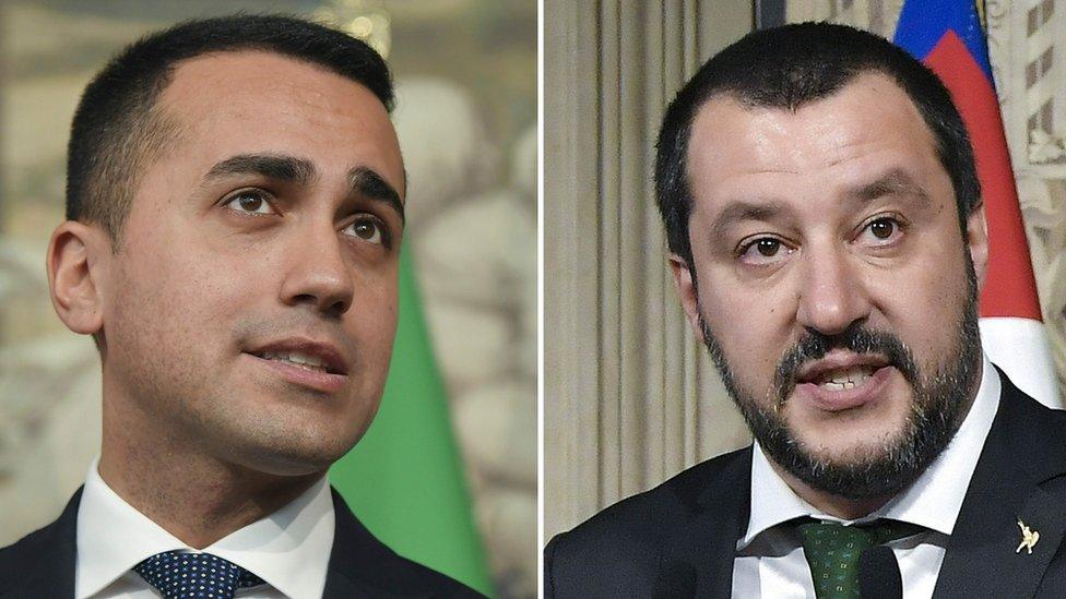 The leader of the Five Star Movement, Luigi Di Maio (L), and the League's Matteo Salvini