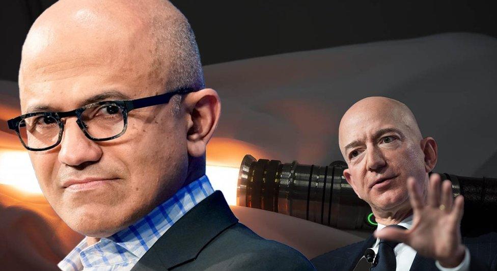 Satya Nadella and Jeff Bezos