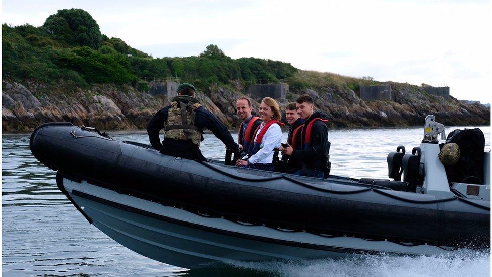 Bishop of Plymouth on landing craft