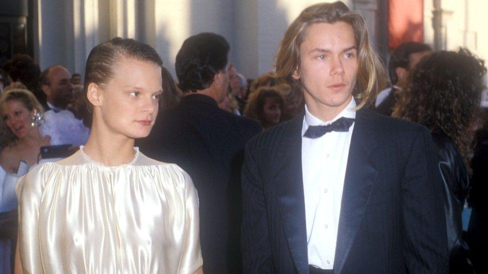 Martha Plimpton and River Phoenix arrive at the 1989 Oscars