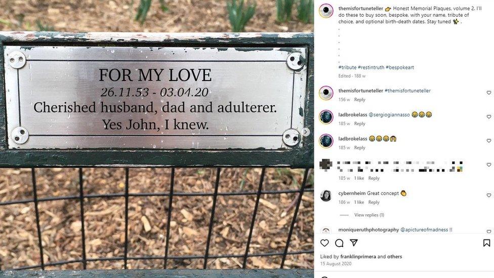 Instagram post showing an older plaque about adultery