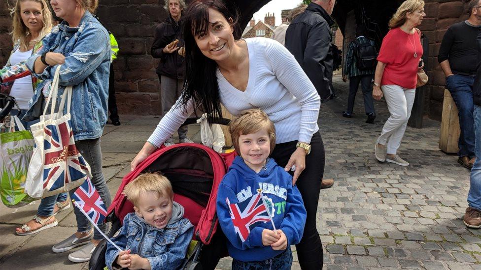 Inese Williams, 33, from Blacon in Cheshire with Noah (4) and Ollie (2)