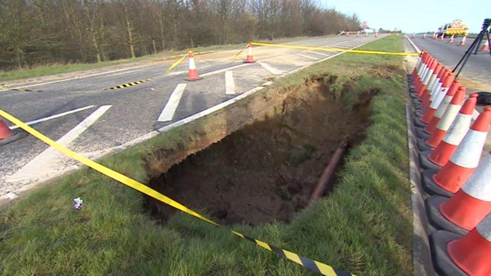 Sinkhole on A249