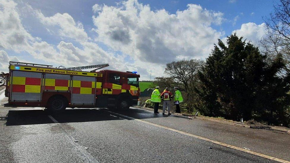 Fire crews by the M11 in Essex