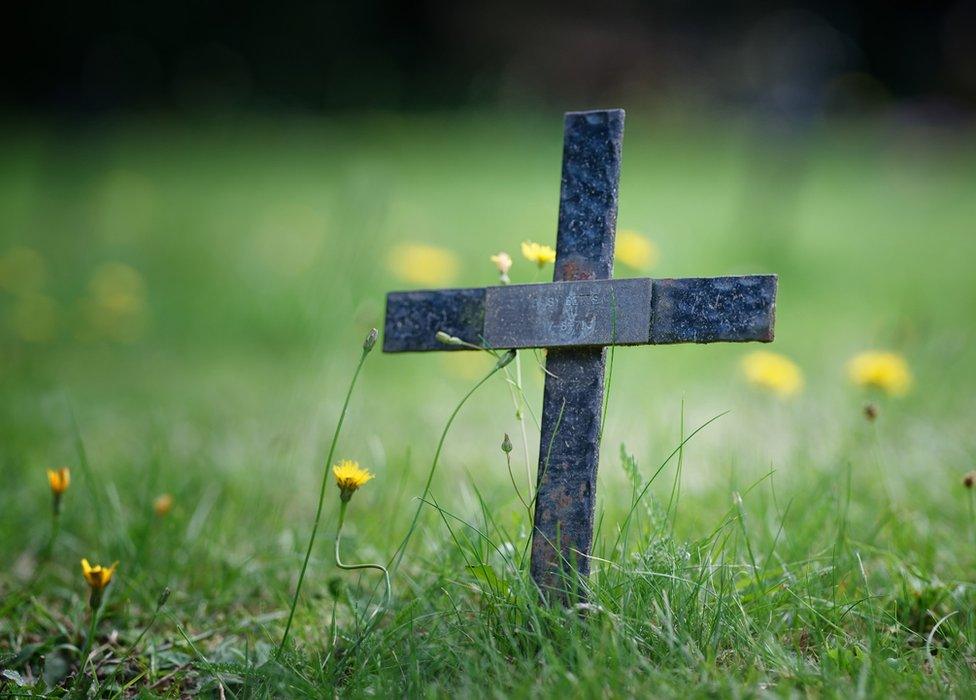 Each cross is a reminder of a patient once cared for by a hospital that looked after people with disabilities