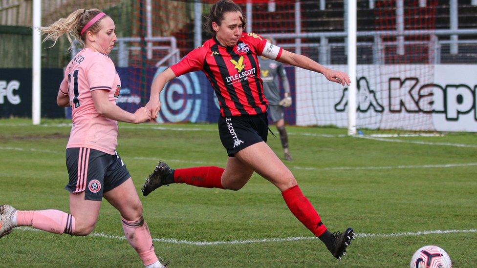 Rhian Cleverly in action for Lewes FC