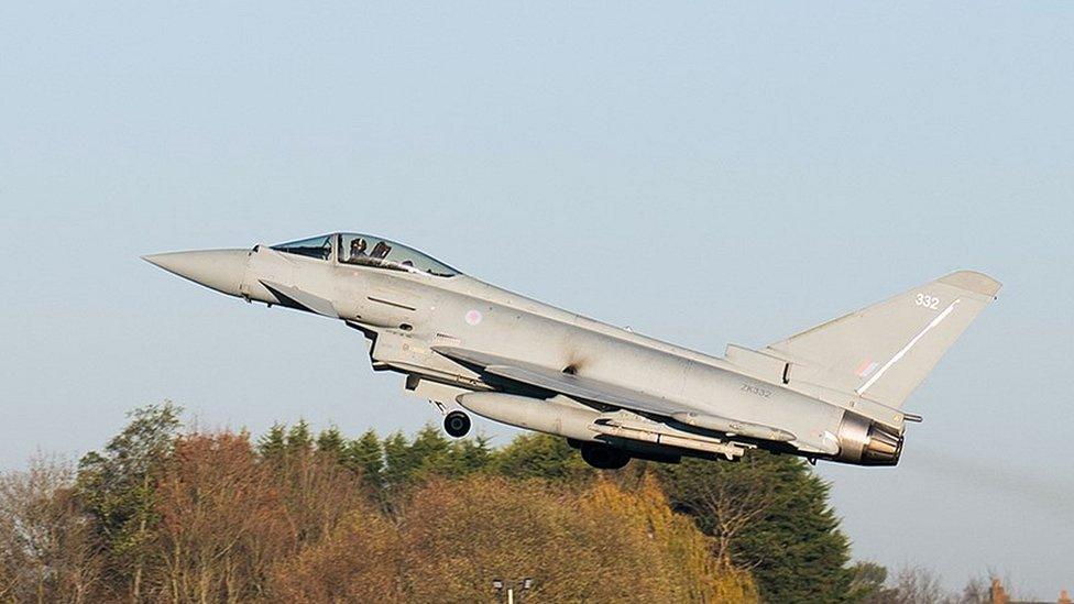 An RAF Typhoon takes off from RAF Coningsby