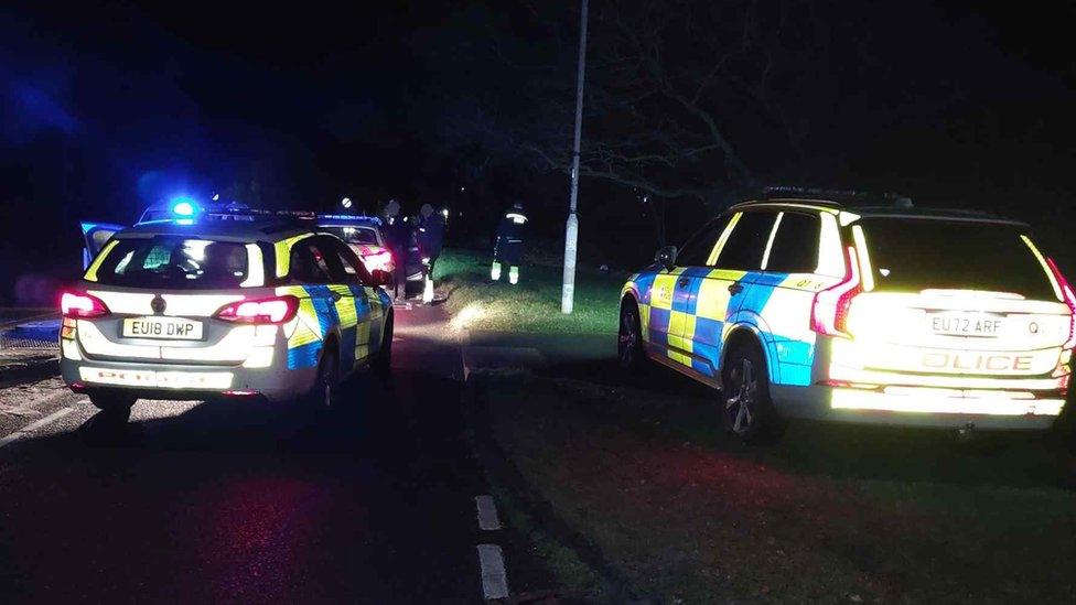 Police cars on Doddinghurst Road