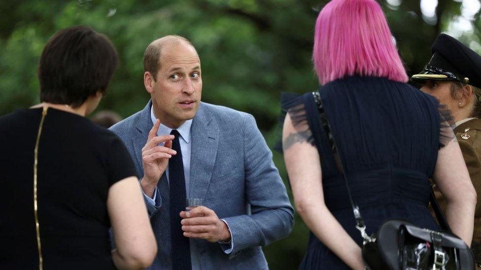 Prince William speaks to NHS workers at Buckingham Palace