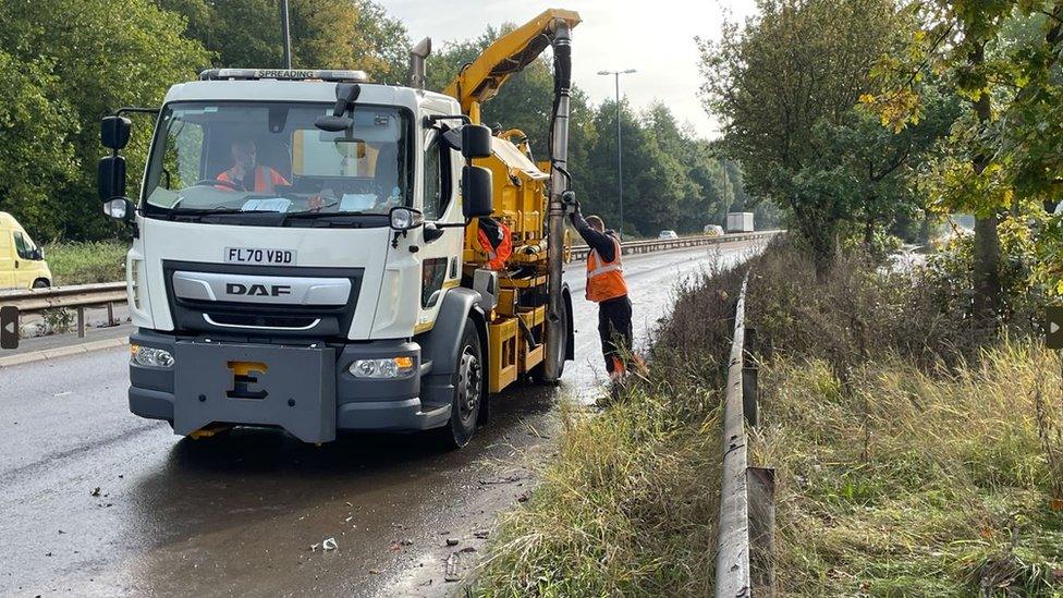 Workers on A52