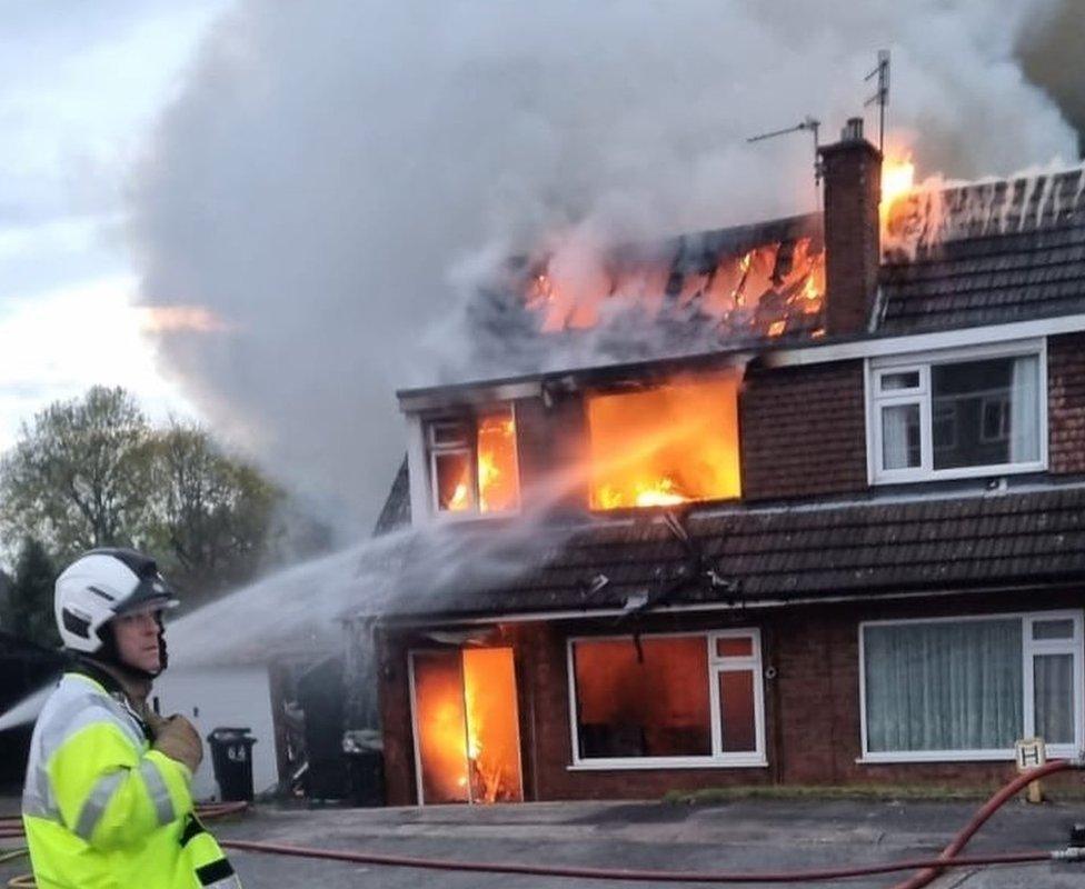 A house fire at Harwood Close in Arnold, Nottinghamshire