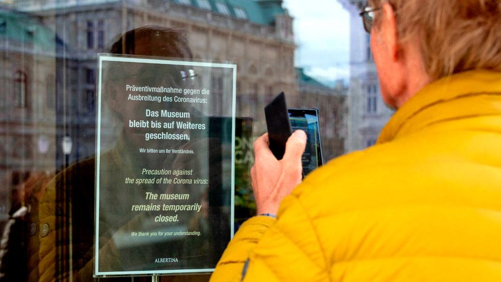 Visitor at the Albertina museum in Vienna, Austria - 11 March