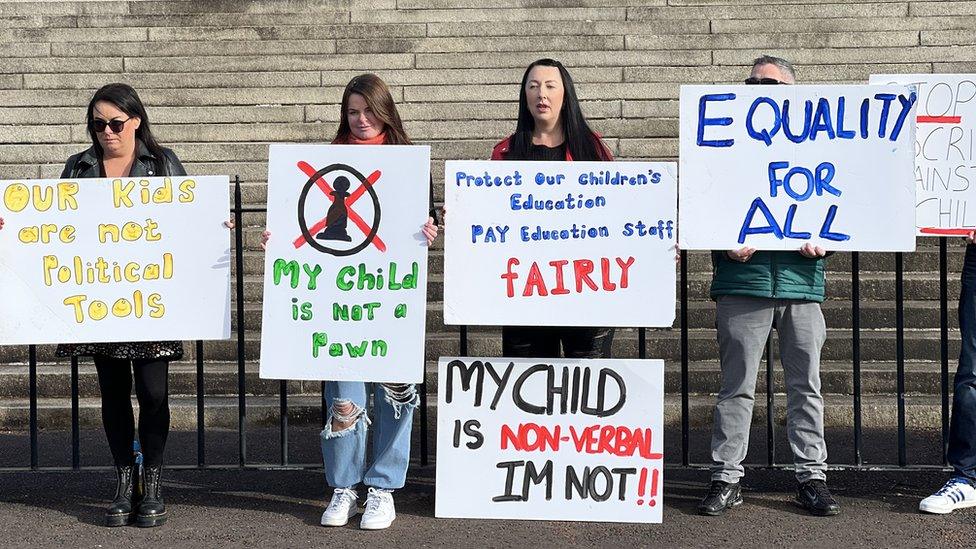 Parents of children with special educational needs gathered outside Stormont