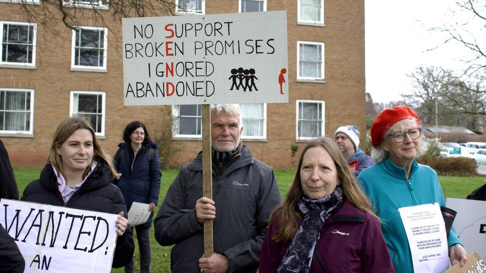 Protesters outside Devon’s County Hall