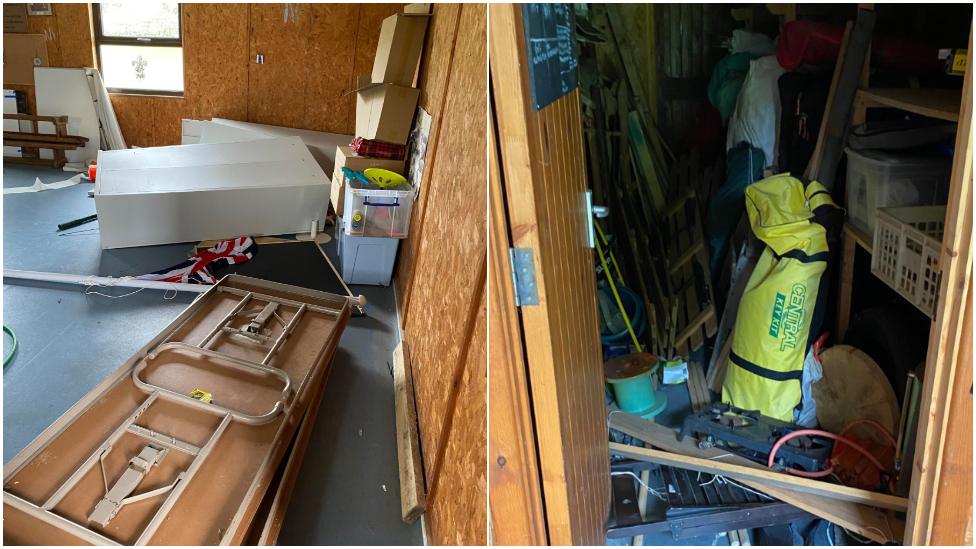 Damage caused by a break-in and vandalism at 1st Presteigne Scouts' hut