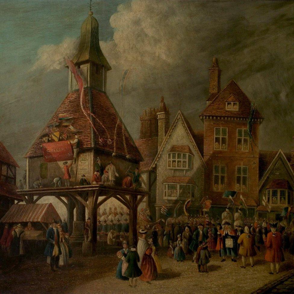 Scene at the High Cross during the Garrick Jubilee', 18th century, oil on canvas